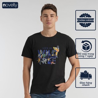 Áo thun nam cổ tròn Novelty Regular Fit họa tiết màu đen NATMMDMCTR240169N