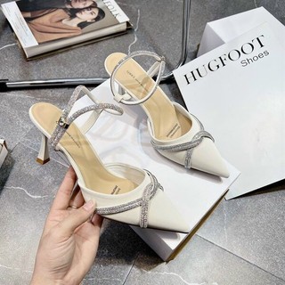 Sandal mũi nhọn hở gót phối dây quai đá gót nhọn 7p sang chảnh k2 - gót nhọn 7p
