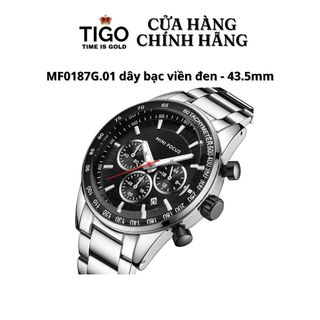 Đồng Hồ Nam MINI FOCUS MF0187G.01 Dây Thép Bạc Mặt Đen Thép Không Gỉ Mặt Tròn 43.5mm