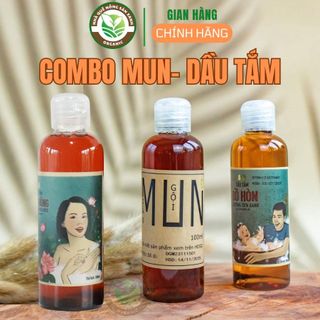 Combo: dầu tắm hoa hồng và dầu tắm bồ hòn, dầu gội mun da 100ml/ dầu gội ,sữa tắm htx sinh dược