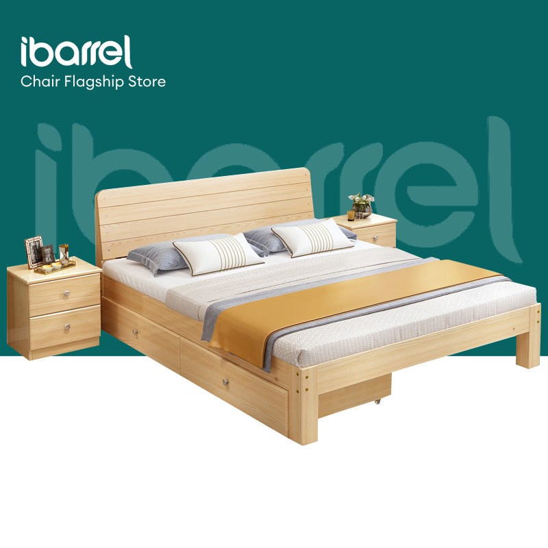 Giường ngủ gỗ thông tự nhiên bền đẹp nhiều kích thước Giường ngủ gỗ cn MDF Phong Cách Hiện Đại