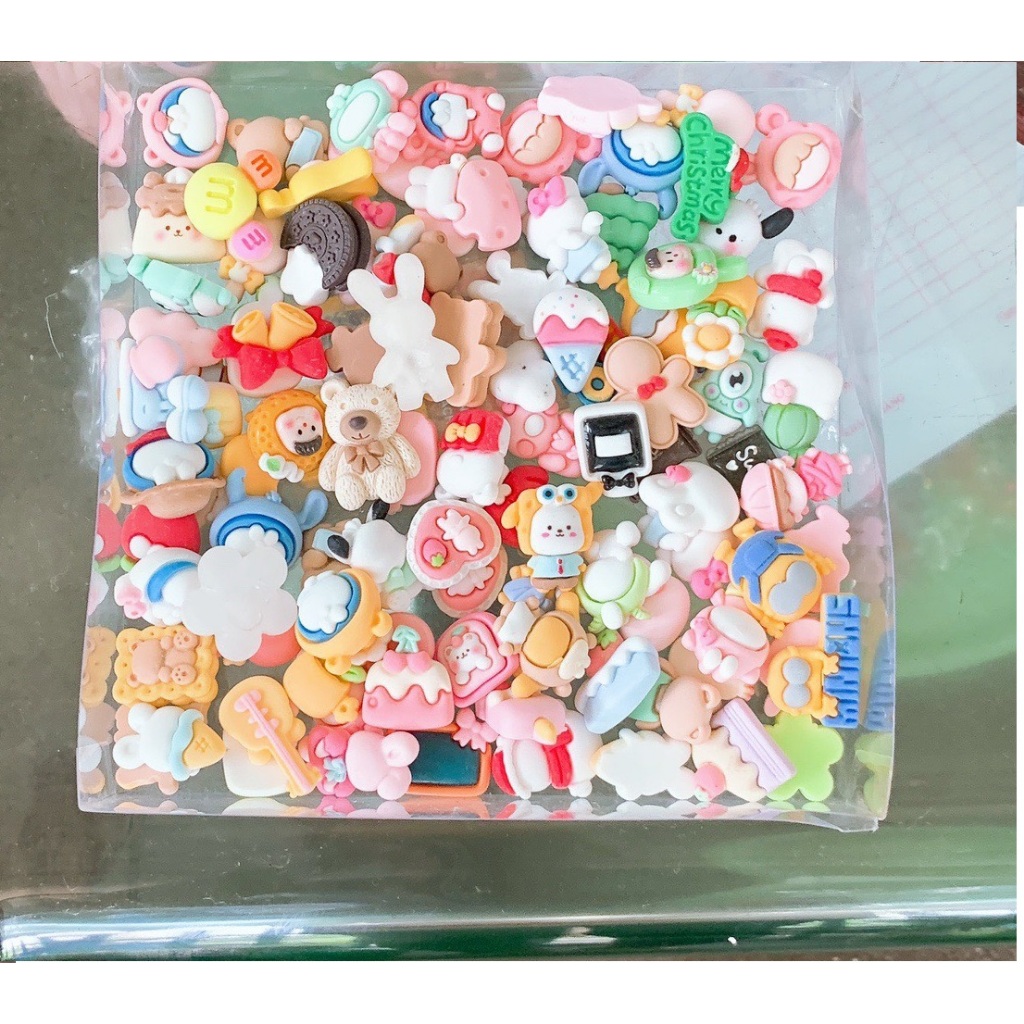 50-100 Charm diy trang trí handmade ốp điện thoại, kẹp tóc, KAKA- Tặng kèm keo