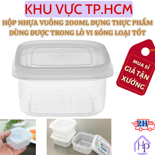  Hộp Nhựa Vuông 200ml Loại Dày Cao Cấp Đựng Thực Phẩm Dùng Được Trong Lò Vi Sóng