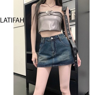Chân Váy Jean Nữ LATIFAH có quần lót trong, phong cách đơn giản basic SV003
