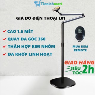 Cây Giá Đỡ Để Sàn Kẹp Điện Thoại livestream, Quay Video L01 Cao 1,6m Thân Hợp Kim Chắc Chắn