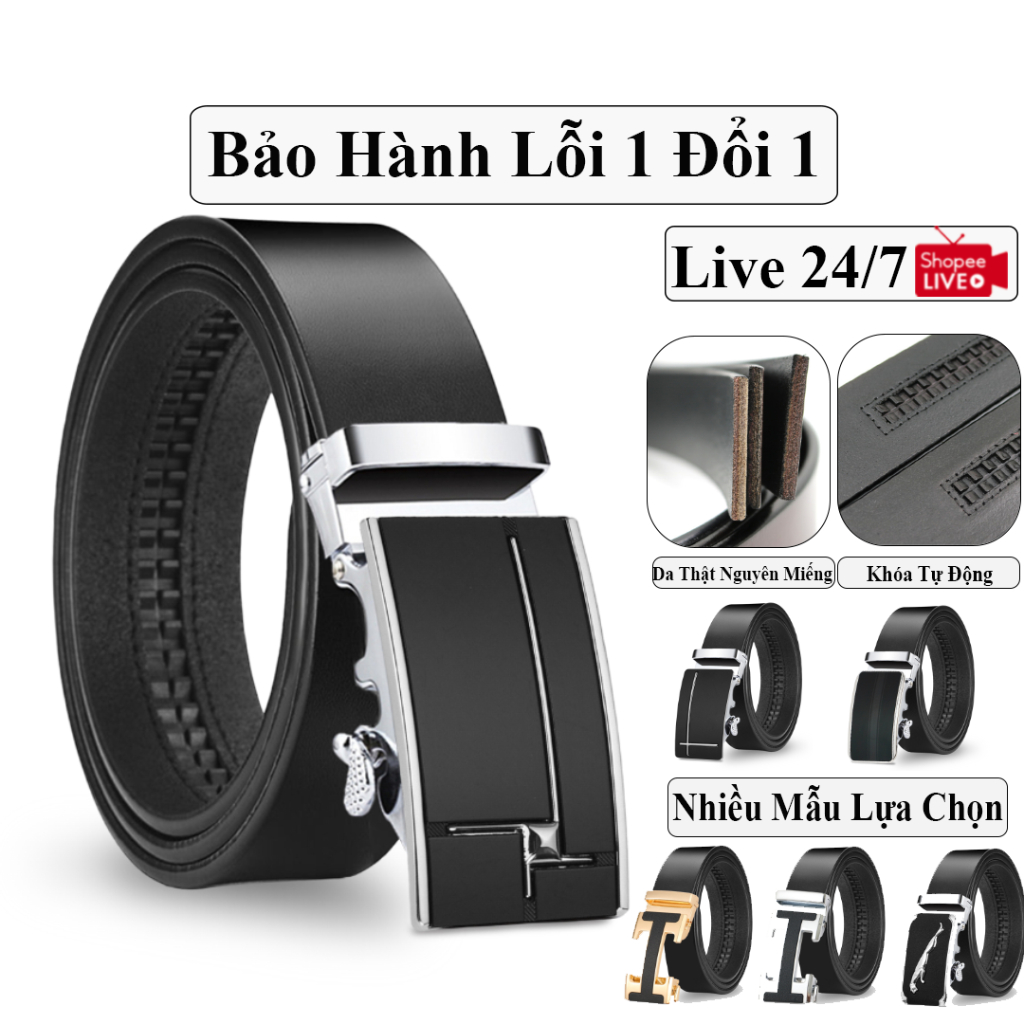 Thắt Lưng Nam Da Bò Thật Nguyên Miếng Cao Cấp, Dây Thắt Lưng Da Bò Thật Vicenzo Khóa Tự Động Hợp Kim Chống Rỉ Bh 1 Năm.