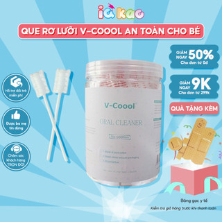 Hộp 30 que tơ lưỡi, rơ lưỡi Vcoool, đầu làm bằng bông mềm, an toàn cho bé, làm sạch miệng lưỡi IQ Kao