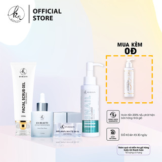 Bộ 4 sản phẩm ngừa nám trắng da kn beauty kem dưỡng + serum + sữa rửa mặt + tẩy tế bào chết