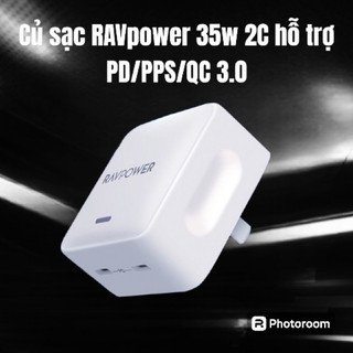 Củ sạc ravpower rp pc1031 pd pioneer 35w 2 cổng type c công nghệ gan, hỗ trợ pd/pps/qc 3.0