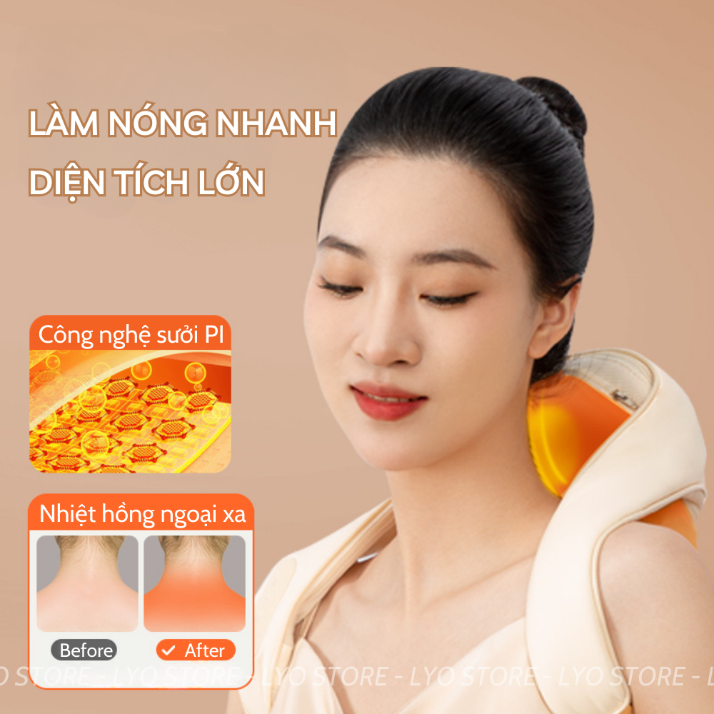 Máy massage cổ vai gáy lưng cao cấp GAX-8D, Đai massage cổ xoa bóp như bàn tay người [BH 12 tháng]