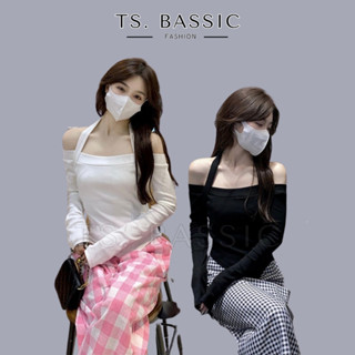 Áo Hở Vai Dài Tay Phối Dây Yếm Quyến Rũ, Áo Kiểu Nữ BIG SIZE Trễ Vai Dáng Ôm Chất Cotton Co Dãn THUS759