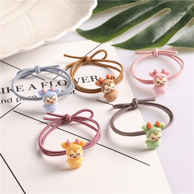 Combo 5 Thun Cột Tóc Đính Hoạt Hình Dễ Thương (giao mẫu ngẫu nhiên)