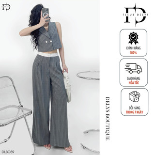 Set gile sát nách kẻ sọc cạp trắng delys dlbo59