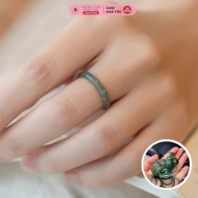 Nhẫn Mã Não Băng Ngọc Thuỷ Tảo Xanh Lục Nhạt Tinh Tế Và Sang Trọng - Ngọc Trai Trường Thịnh