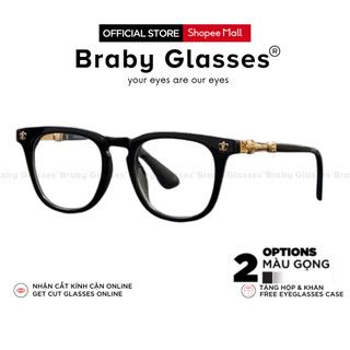 Gọng kính cận mắt vuông to thời trang nam nữ Braby Glasses chất liệu nhựa cao cấp họa tiết kim loại tinh xảo MK56