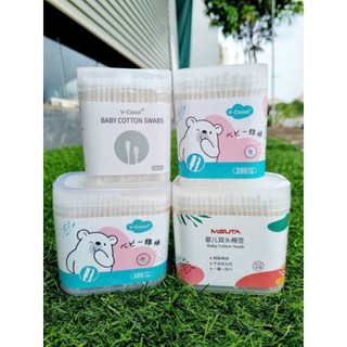 Hộp 200-400 Chiếc Tăm Bông Trẻ Em VCOOL/MISUTA Cao Cấp Vệ Sinh Vùng Mắt, Tai, Mũi Cho Bé