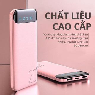 Sạc dự phòng 20000mah WP163, pin tích điện thiết kế nhỏ gọn đèn lead hiển thị phần trăm pin kèm cáp sạc HKDOTI