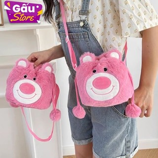 Túi đeo vai gấu dâu dây rút dễ thương đựng đồ trang điểm, đồ dùng đi chơi cho bạn gái