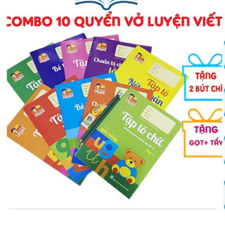 Sách-Bộ 10 quyển luyện viết tập tô chữ cho bé mẫu giáo mầm non Tặng 2 bút chì+ gọt+ Tẩy