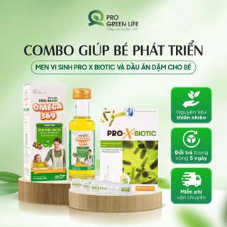 Combo Men vi sinh Pro X Biotic 20 gói và dầu ăn dặm Sachi Omega 369 chai 100ml giúp bé phát triển toàn diện