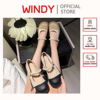Giày búp bê maryjane windy chất da mềm phối quai ngọc bb-0217
