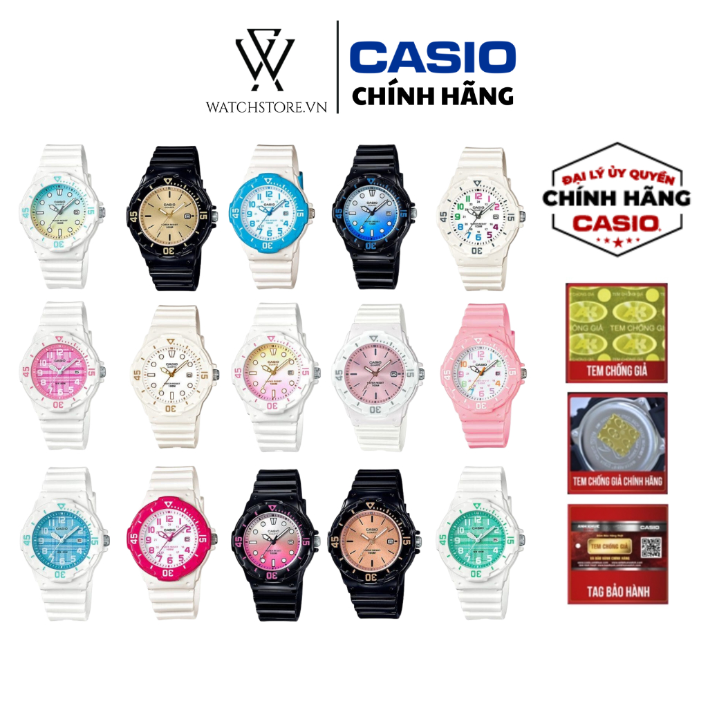 Đồng Hồ Trẻ Em Nam/Nữ LRW-200H Năng Động Hoạt Bát Mặt Kính Nhựa Tròn 34.2mm Chống Nước Dây Nhựa Chính Hãng Casio
