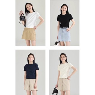 Áo phông baby tee Dessuu basic trơn 260gsm co giãn nhiều màu sắc