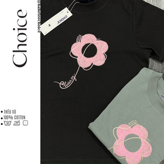 Áo thun babytee thêu hoa xù choice.sg cotton 100% babytee-top