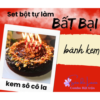 Combo Bánh kem sinh nhật phủ kem sô cô la gồm Bột trộn sẵn, nguyên liệu và vật dụng làm bánh kem - Sén de Lavie