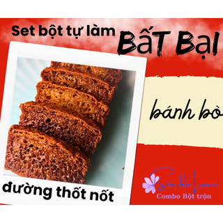 Set bột tự làm  Bánh Bò Nướng Đường Thốt Nốt ngon béo thơm gồm bột trộn, nguyên liệu nướng được bằng NCKD, nồi cơm điện