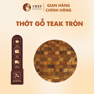 Thớt gỗ Teak Chef Studio cao cấp hình tròn, đa dụng, an toàn cho sức khỏe, size 30x30 cm
