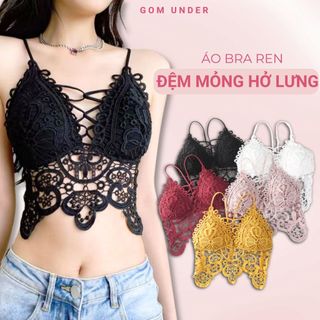 Áo bra ren nữ đệm lót mỏng mềm mại GOM UNDER, áo crotop hở lưng phối ren siêu quyến rũ - SA-210