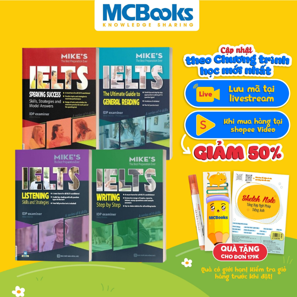 Sách Combo 4 Kỹ Năng Ielts Mike Luyện Thi Ielts Học Thuật