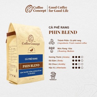 Cà phê rang Phin Blend Gói 250gr/500gr, Cà phê nguyên chất 100% rang mộc | Coffee Concept