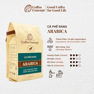 Cà phê rang Arabica Gói 250gr/500gr, Cà phê nguyên chất 100% rang mộc | Coffee Concept