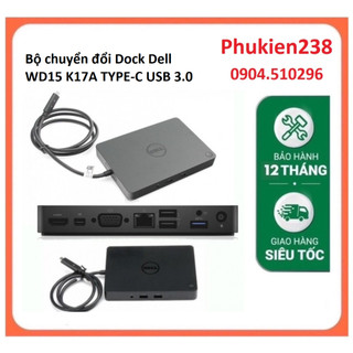 Dock dell wd15 bộ chuyển đổi - dell dock wd15 kèm sạc dell 130w, usb type-c