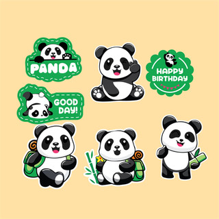 Sp072024 trang trí bánh set que giấy - gấu panda - good day