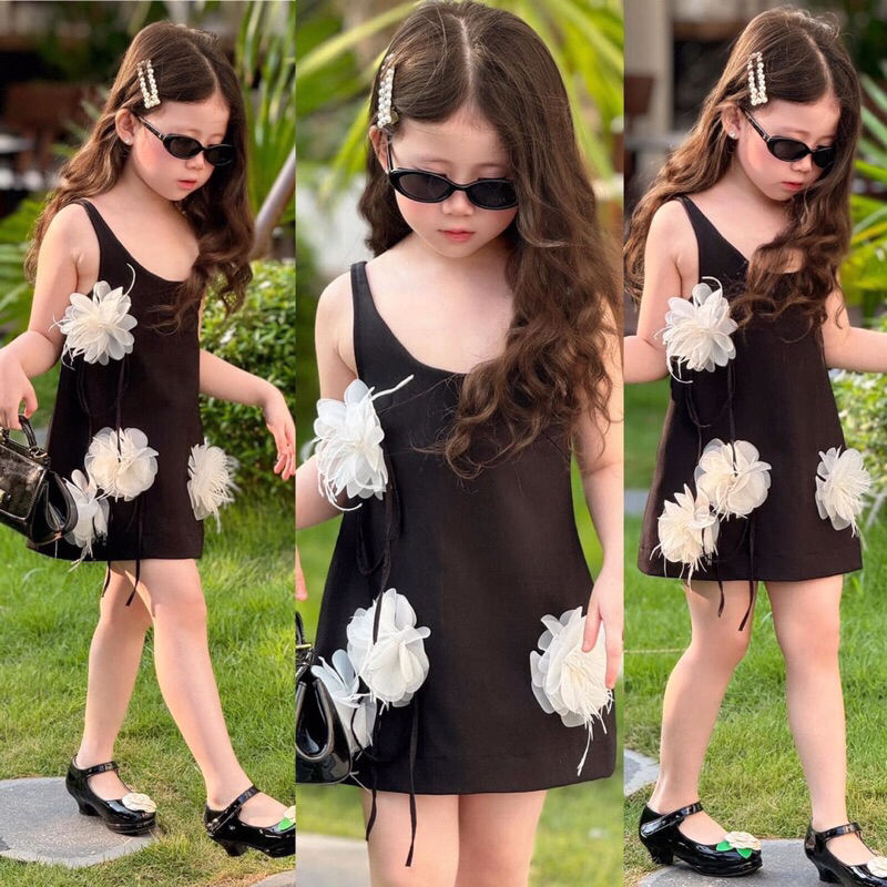 đầm chữ A đính hoa cho bé