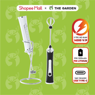 Máy tạo bọt sữa đa năngTHE GARDEN máy đánh trứng mini 2 đầu đánh tốc độ cao cổng sạc Type-C