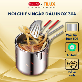 Nồi chiên ngập dầu có giá lọc chất liêu INOX 304 cao cấp chống rỉ có tay cầm an toàn, dễ dàng vệ sinh X552