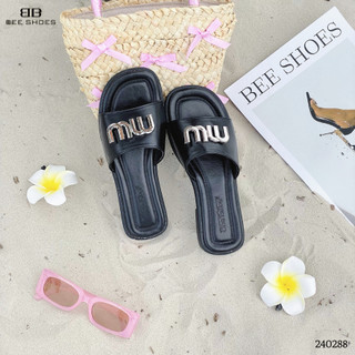 Dép beeshoes nữ mũi tròn - dép beeshoes nữ mũi tròn 2p sẵn màu đen - kem 240288
