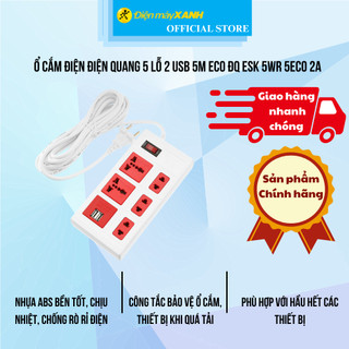 Ổ cắm điện Điện Quang 5 lỗ 2 USB 5m ECO ĐQ ESK 5WR 5ECO 2A