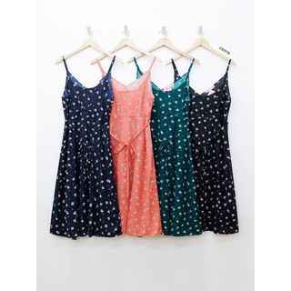 C5578 - Đầm 2 dây cột dây eo phối hoa