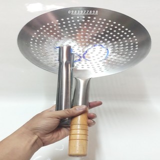 VỢT LỔ INOX CÁN GỖ+TẶNG KÈM MỘT GẮP INOX.
