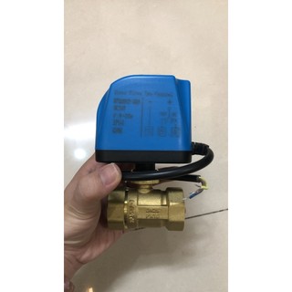 Van bi điện 2 lỗ, van khoá nước đóng mở điều khiển bằng motor điện 12v 24v 220v phi 21 27 34