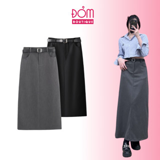 Chân Váy Chữ A Dáng Dài Xẻ Tà Sau Kèm Đai CV35 Đỏm Boutique