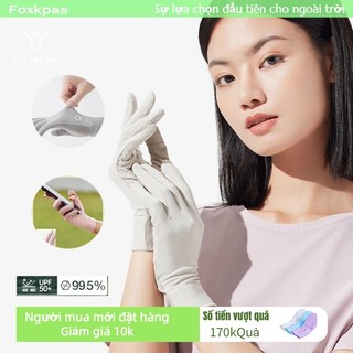 Foxkpas Găng tay chống nắng hai ngón lụa băng mùa hè mỏng thoáng khí lòng bàn tay thiết kế chống trơn trượt co giãn thoả