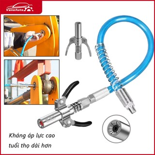 Đầu bơm mỡ bò bôi trơn áp suất cao dạng 2 kẹp ,6 chấu dây dẫn áp suất 10000psi gia công bằng thép không dỉ