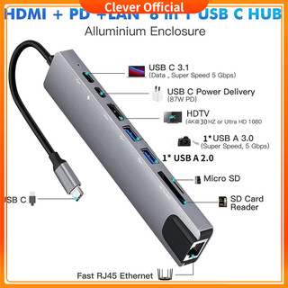 Hub type c và hub usb 3.0 - cổng chuyển đổi hub usb type-c - usb 3.0 to hdmi,usb 3.0,sd,tf,rj45,pd type-c cho laptop táo