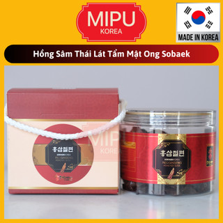 (Date 3/2027) Hồng Sâm Thái Lát Tẩm Mật Ong Sobaek Hộp Nhựa 200g Hàn Quốc Cao Cấp